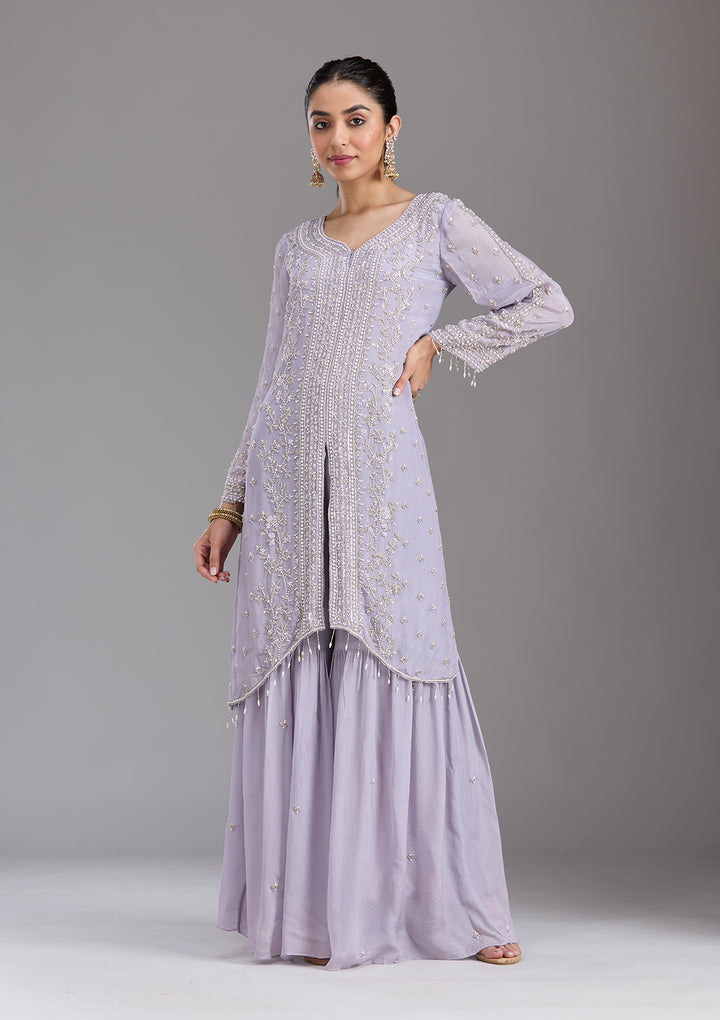 Light Lavender Cutdana Tissue Readymade Salwar Suit