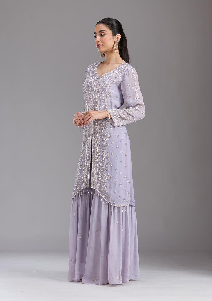 Light Lavender Cutdana Tissue Readymade Salwar Suit