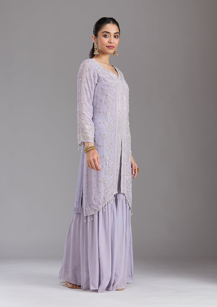Light Lavender Cutdana Tissue Readymade Salwar Suit