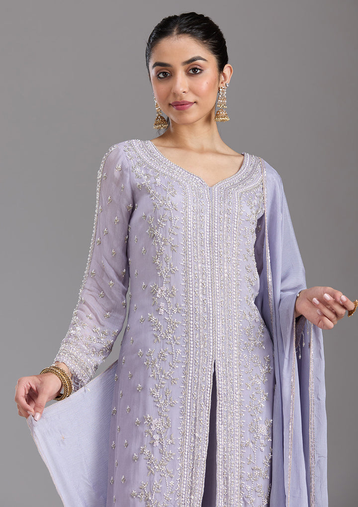 Light Lavender Cutdana Tissue Readymade Salwar Suit