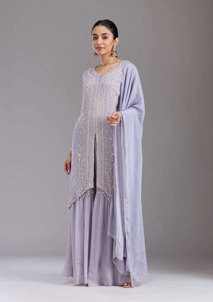 Light Lavender Cutdana Tissue Readymade Salwar Suit