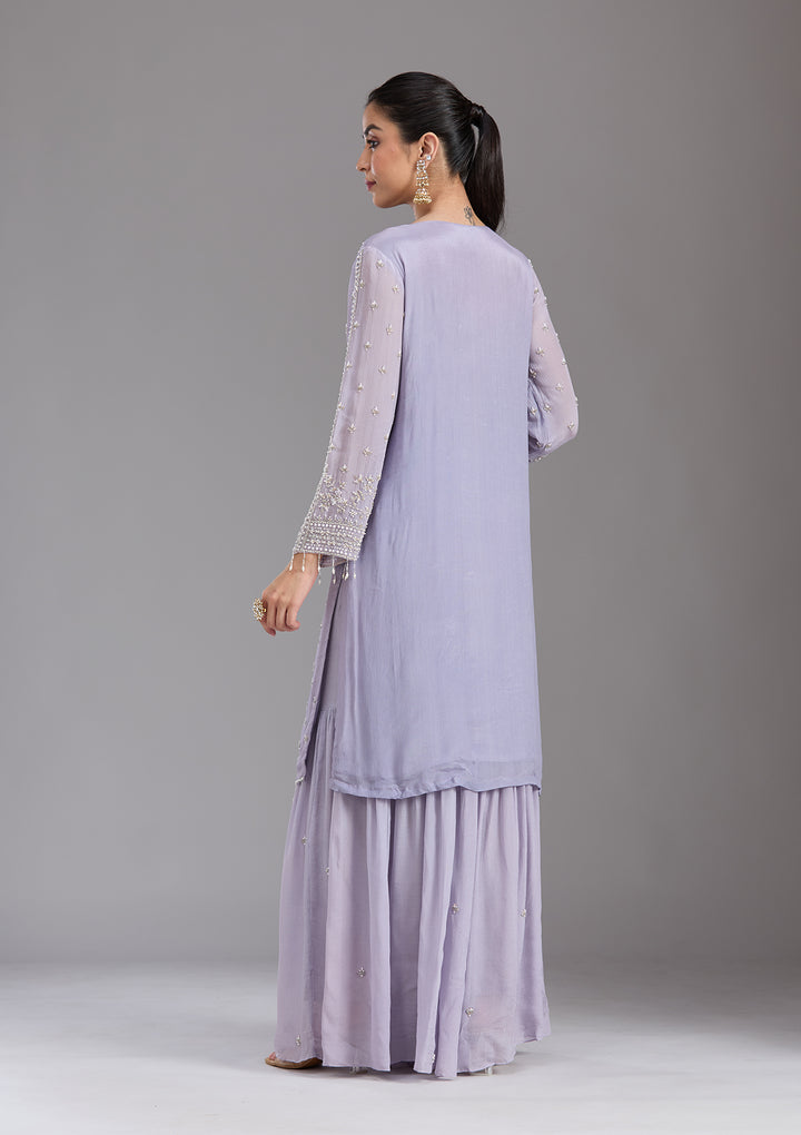 Light Lavender Cutdana Tissue Readymade Salwar Suit