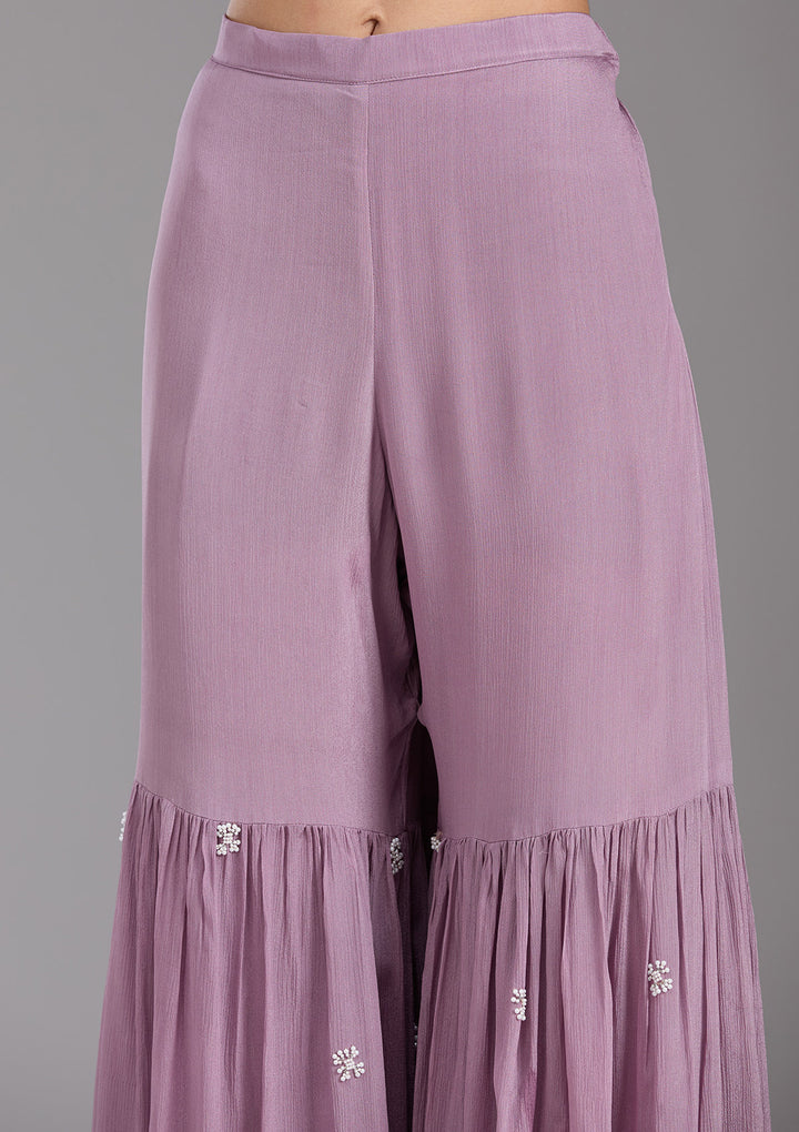 Mauve Cutdana Tissue Readymade Salwar Suit