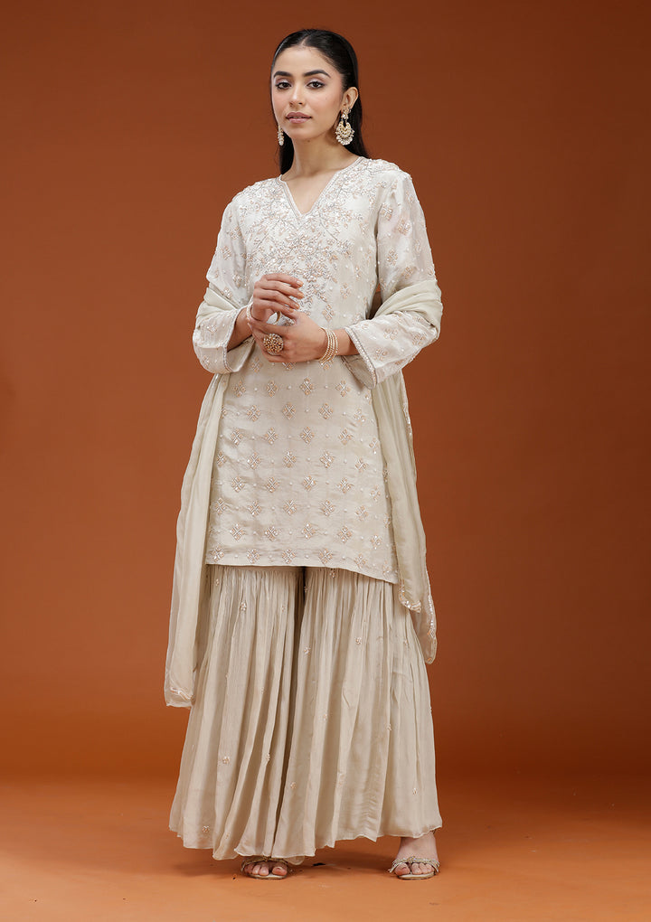 Pista Green Cutdana Tissue Readymade Salwar Suit