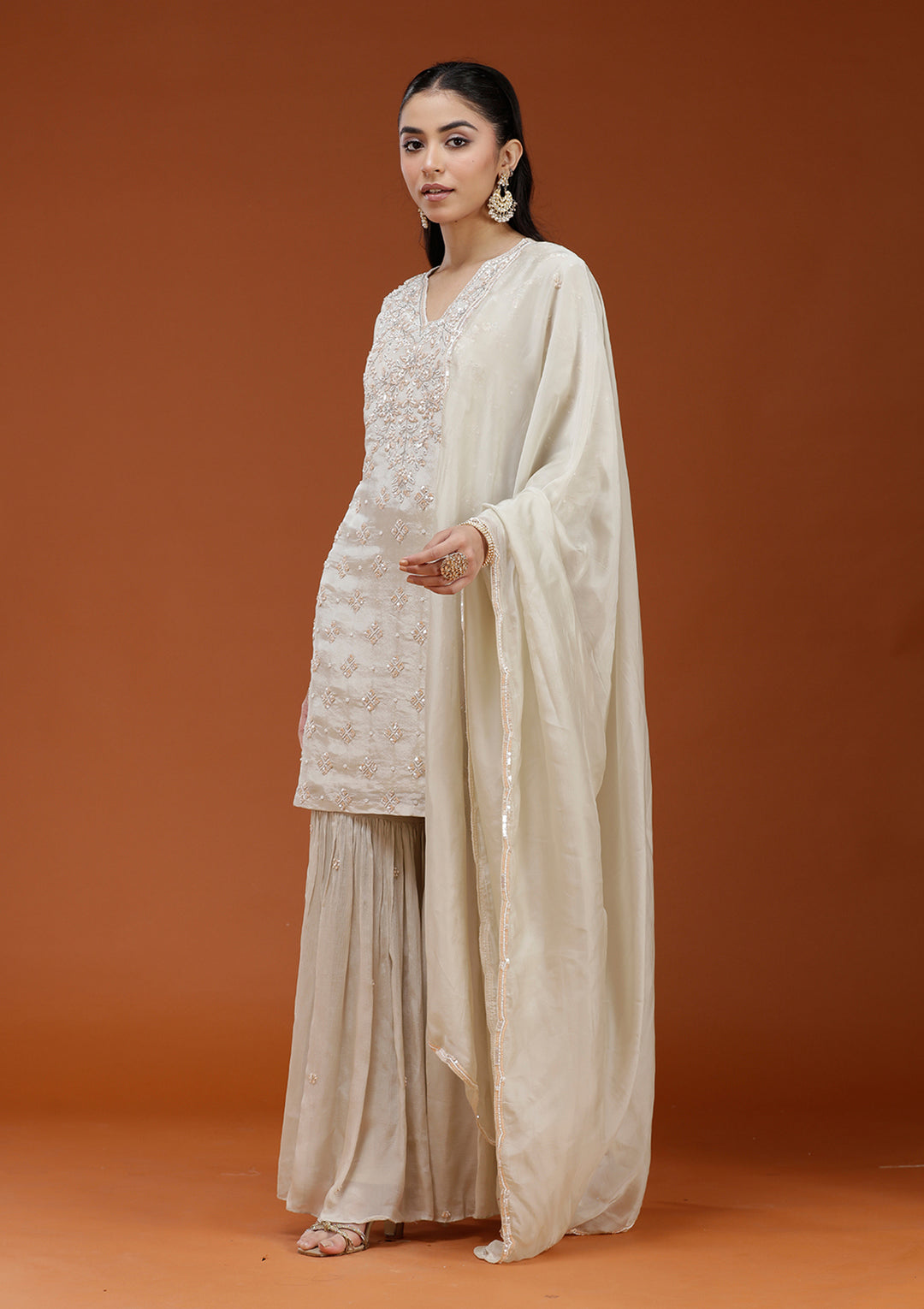 Pista Green Cutdana Tissue Readymade Salwar Suit