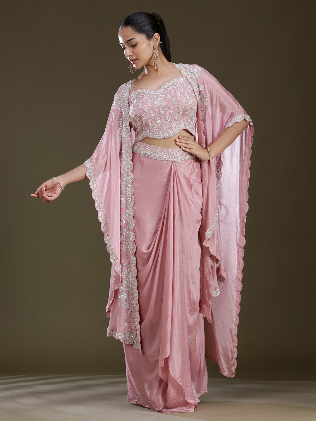 Pink Cutdana Tissue Readymade Salwar Suit