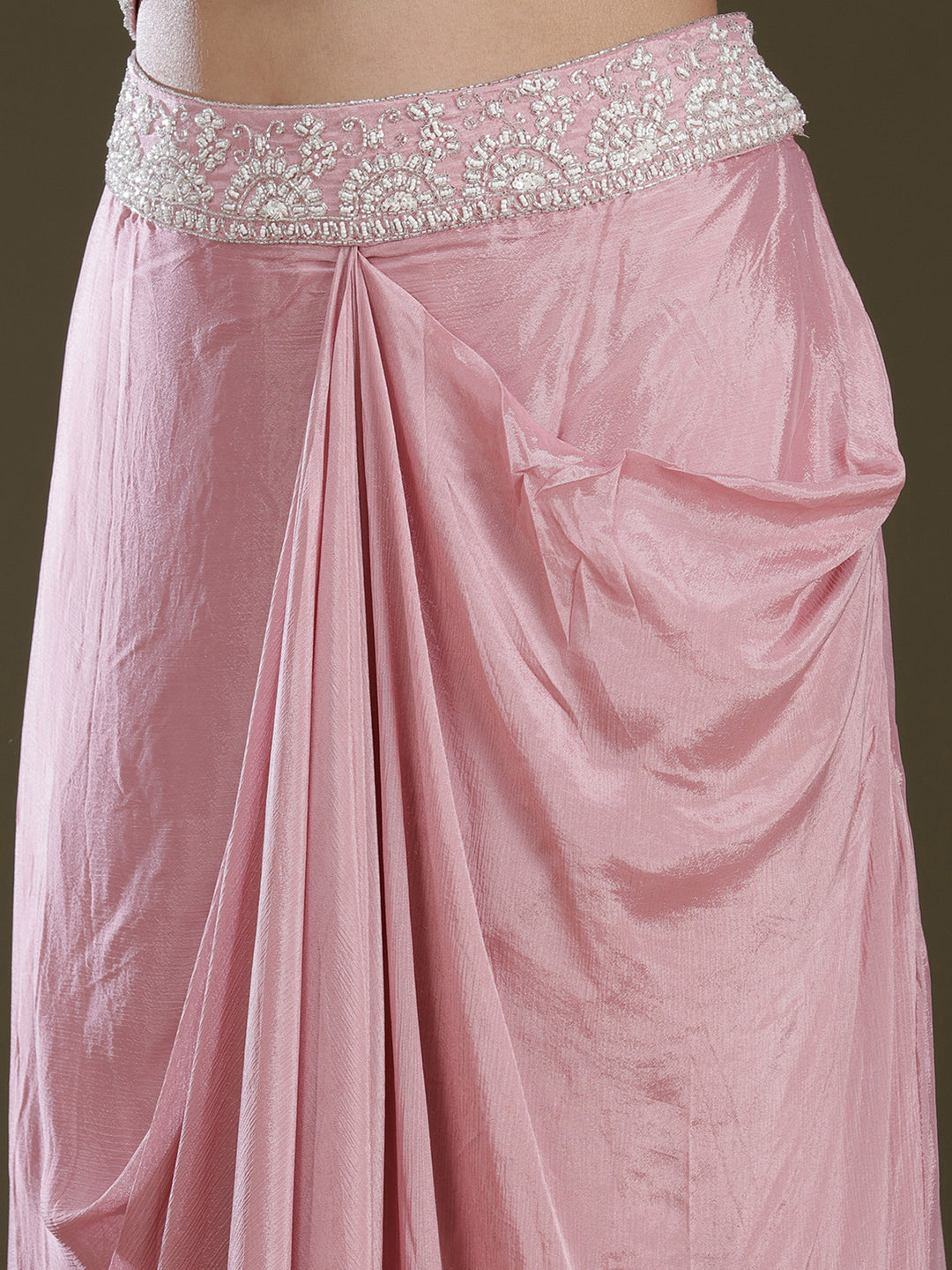 Pink Cutdana Tissue Readymade Salwar Suit