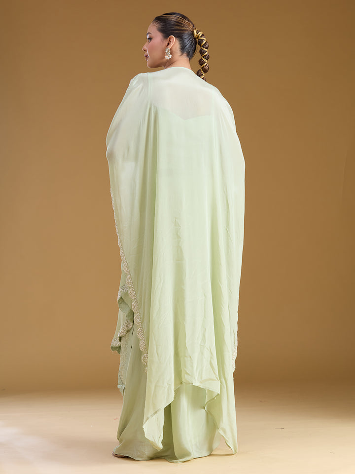 Pista Green Cutdana Tissue Readymade Salwar Suit