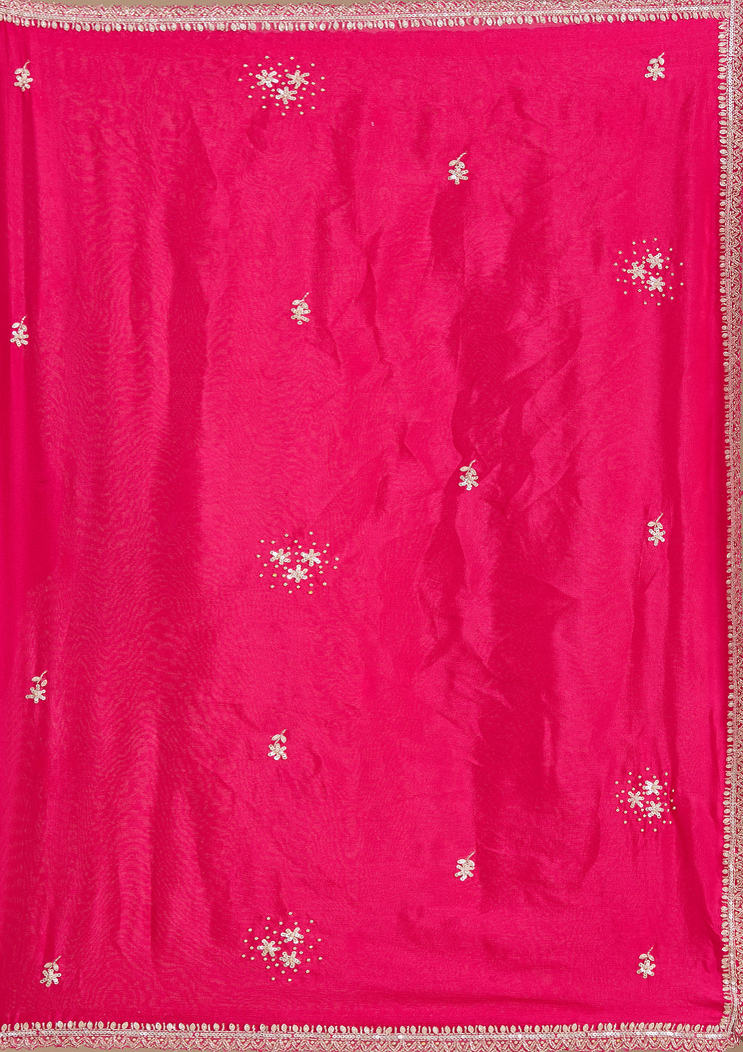Magenta Pink Sequins Soft Raw Silk Readymade Salwar Suit