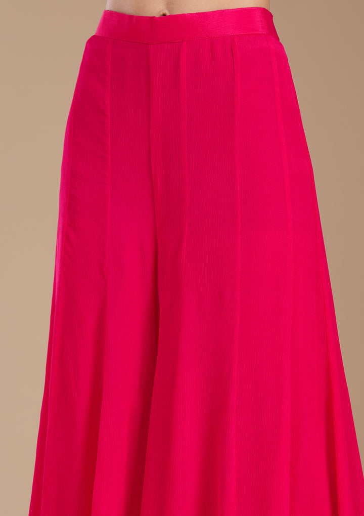 Magenta Pink Sequins Soft Raw Silk Readymade Salwar Suit