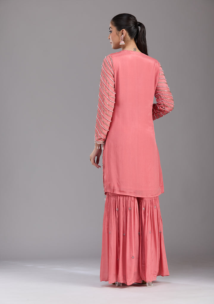 Orange Cutdana Tissue Readymade Salwar Suit