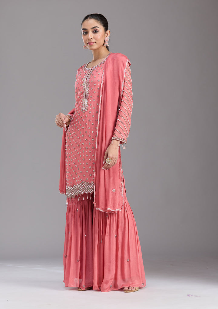 Orange Cutdana Tissue Readymade Salwar Suit