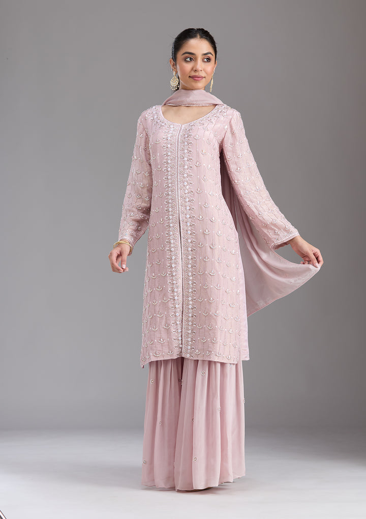 Pink Cutdana Tissue Readymade Salwar Suit