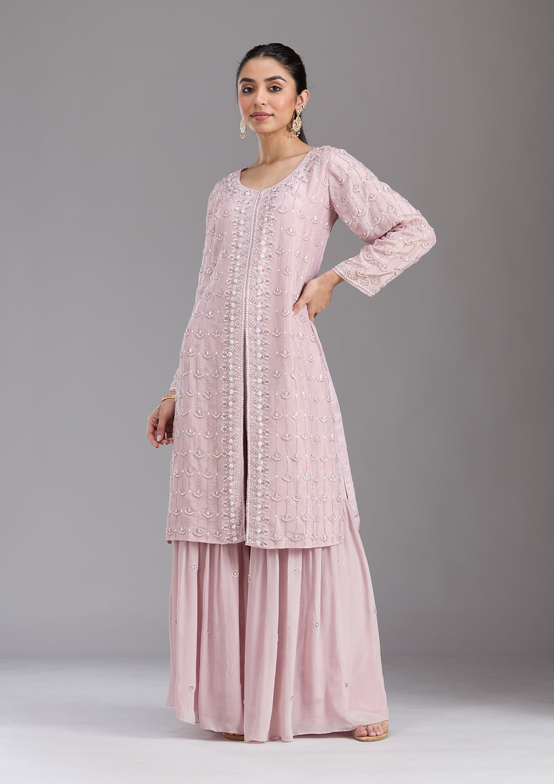Pink Cutdana Tissue Readymade Salwar Suit