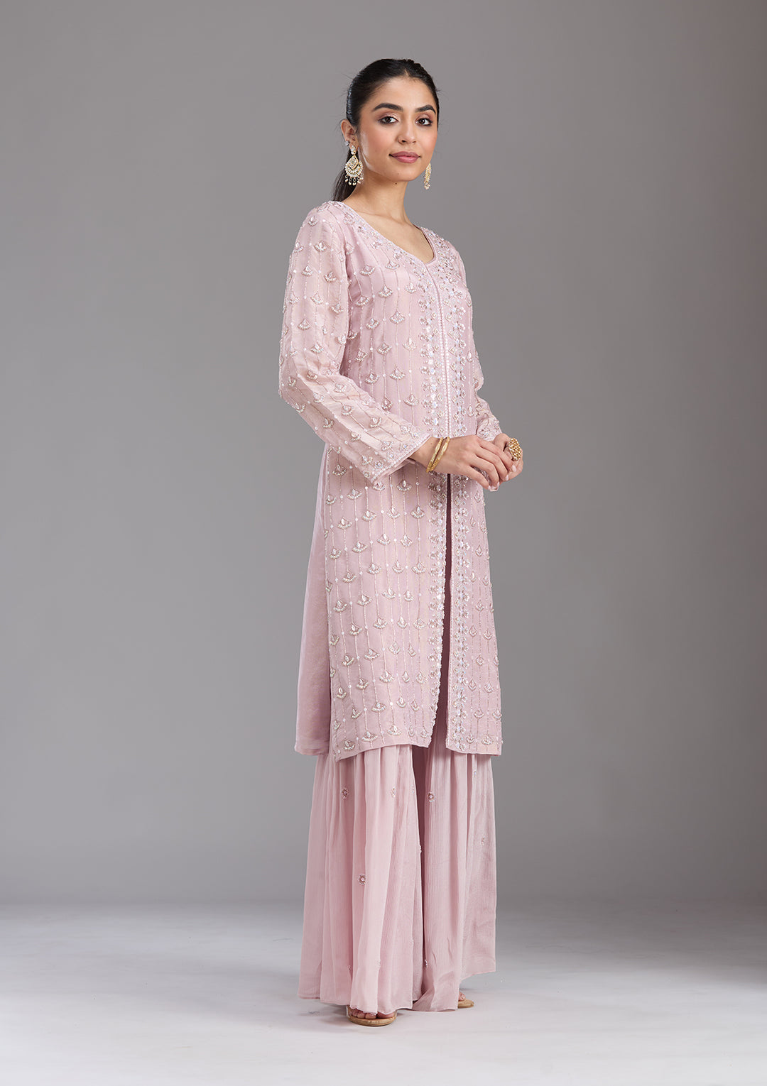 Pink Cutdana Tissue Readymade Salwar Suit