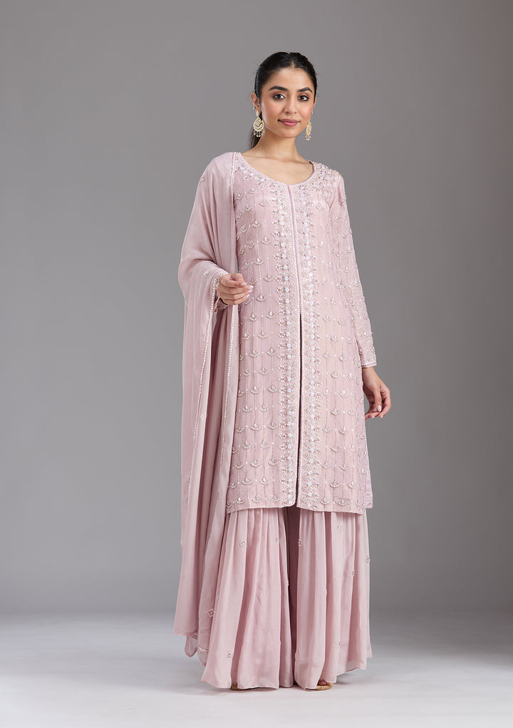 Pink Cutdana Tissue Readymade Salwar Suit