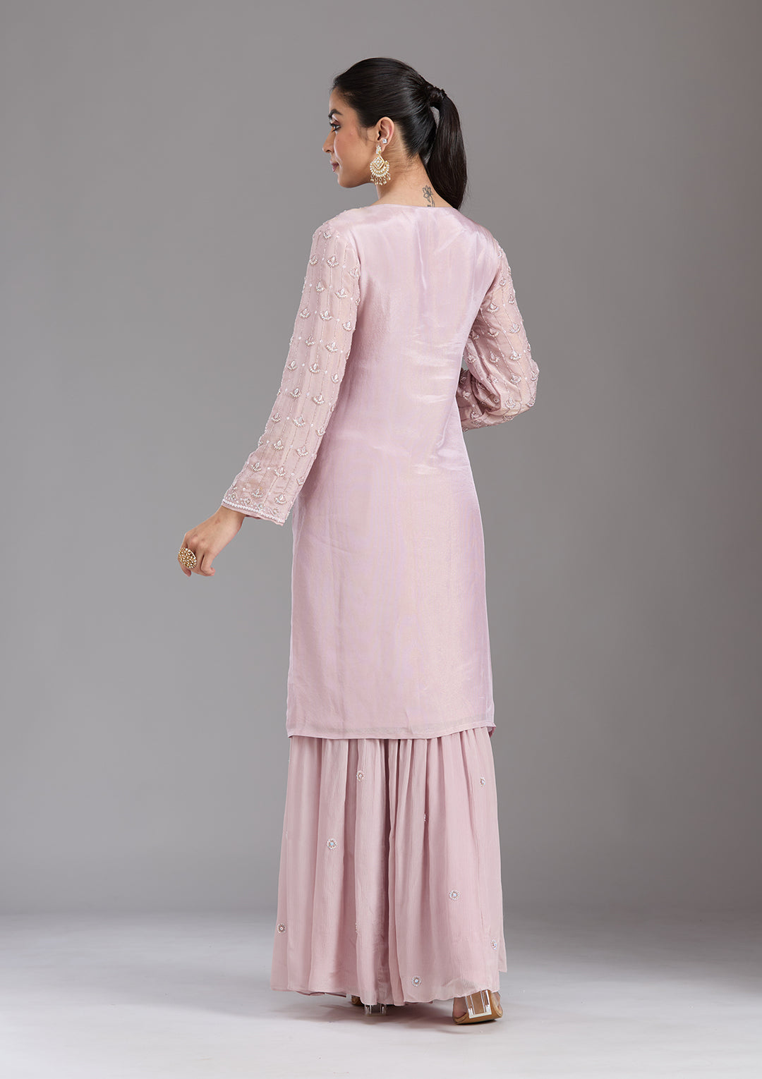 Pink Cutdana Tissue Readymade Salwar Suit