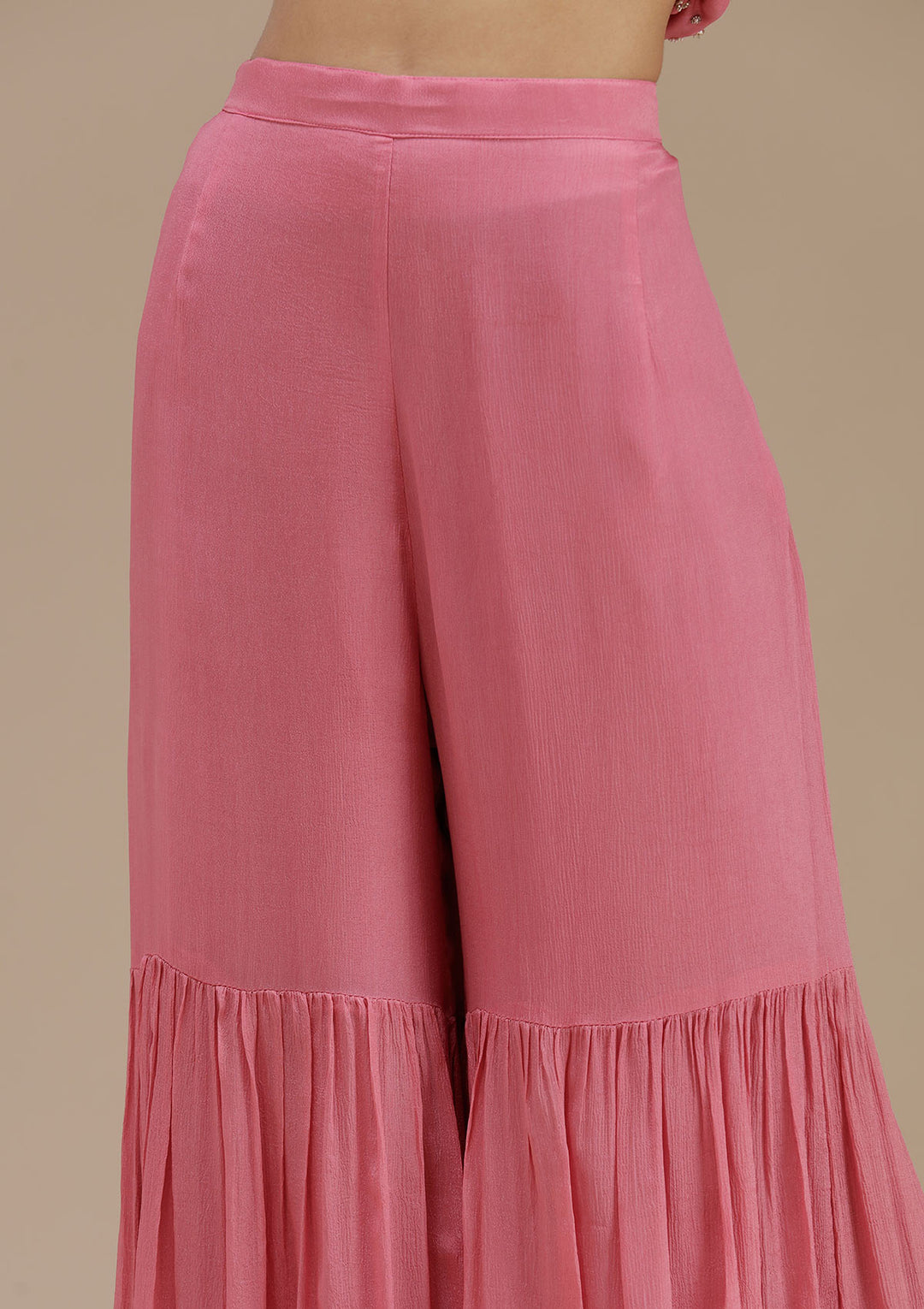 Pink Cutdana Crepe Readymade Salwar Suit