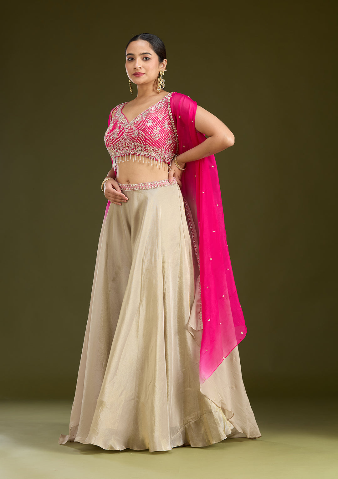 Pink Cutdana Georgette Readymade Salwar Suit