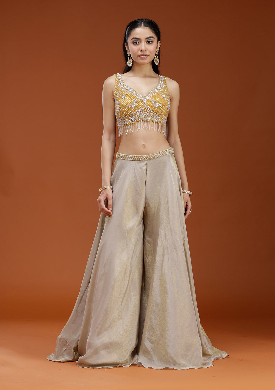 Yellow Cutdana Georgette Readymade Salwar Suit