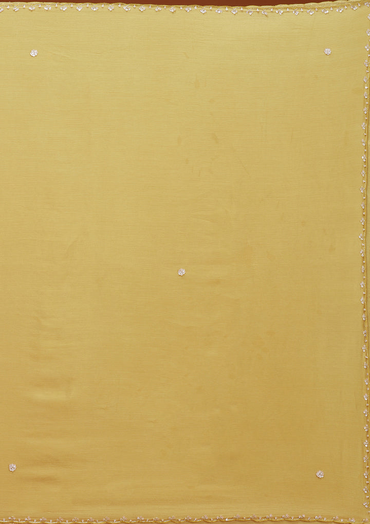 Yellow Cutdana Crepe Readymade Salwar Suit