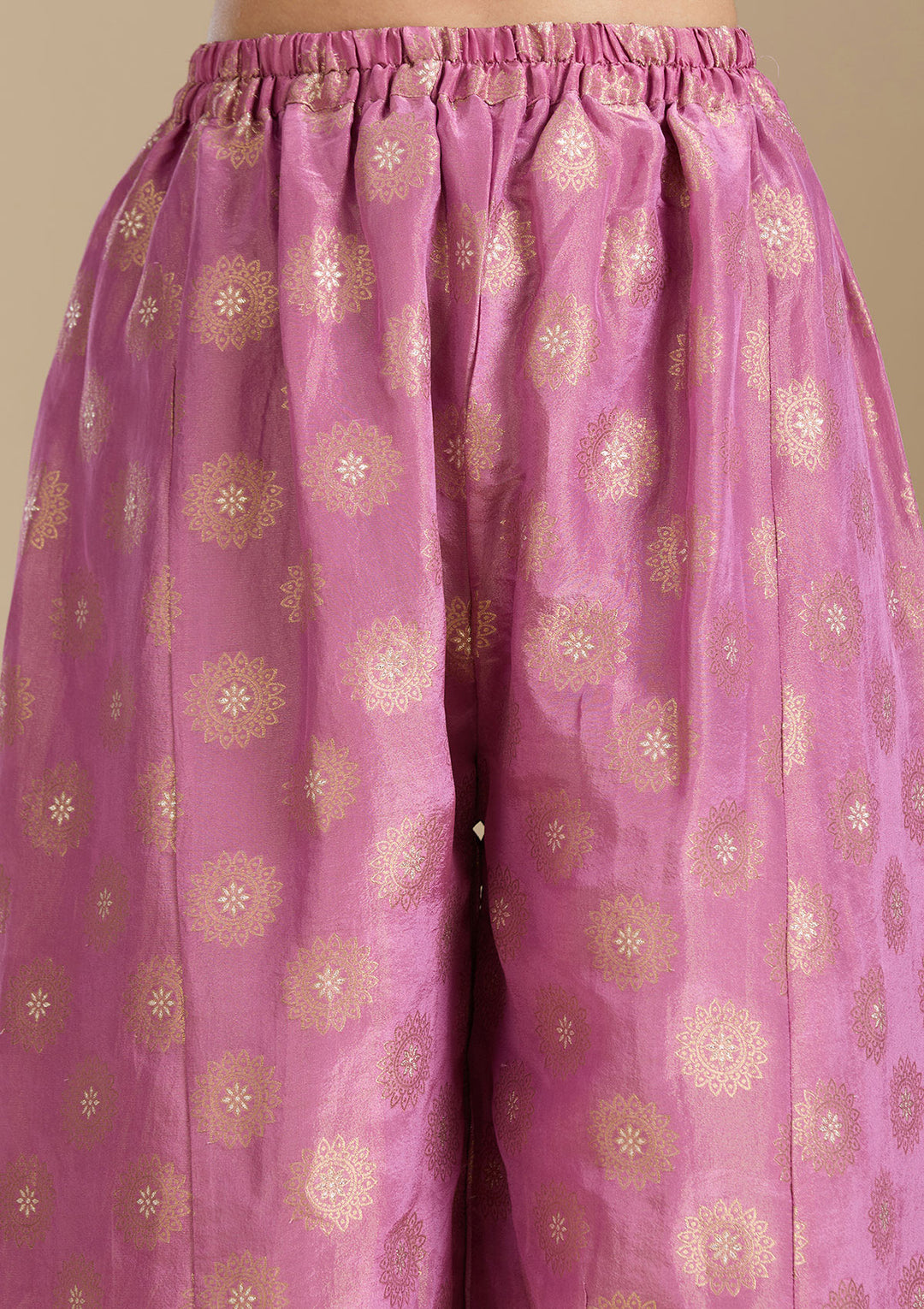 Dark Onion Pink Pitawork Tissue Readymade Salwar Suit