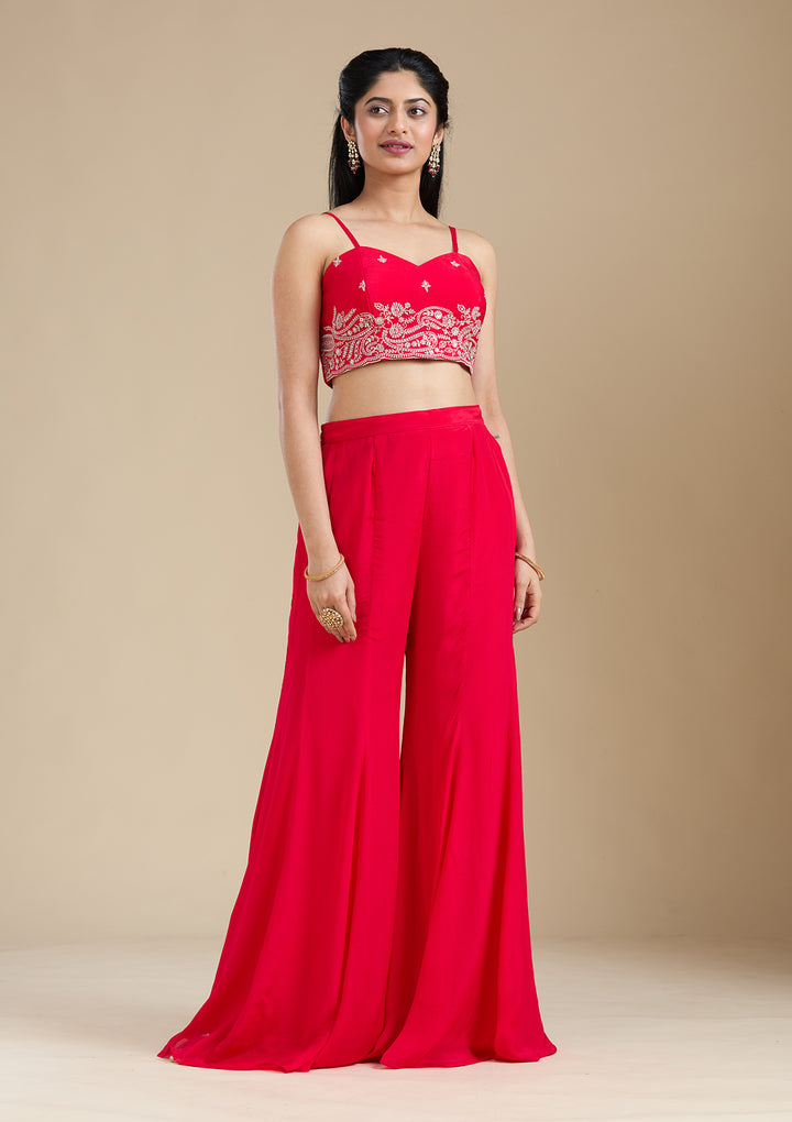 Rani Pink Zariwork (Gold) Chiffon Readymade Salwar Suit