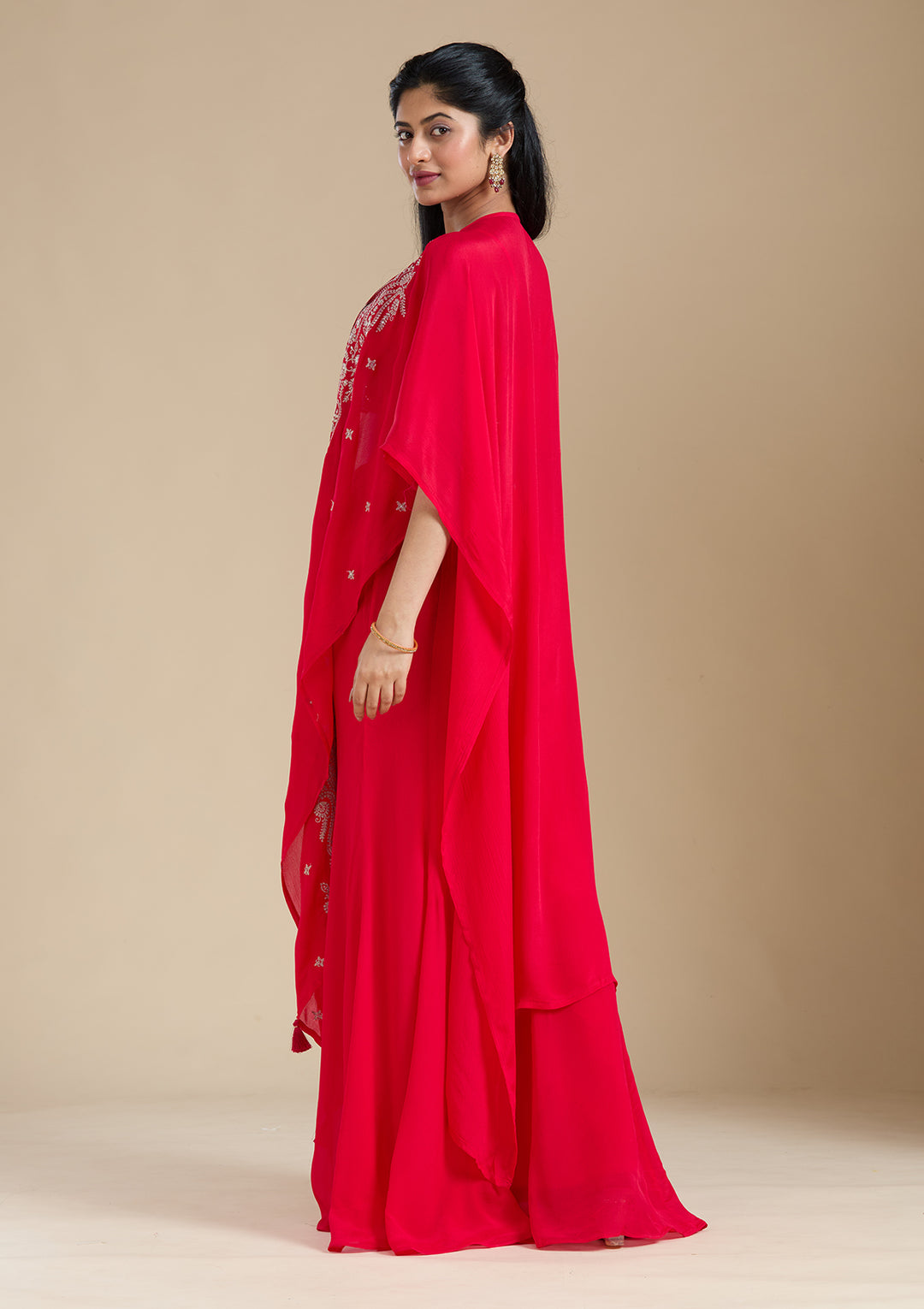 Rani Pink Zariwork (Gold) Chiffon Readymade Salwar Suit