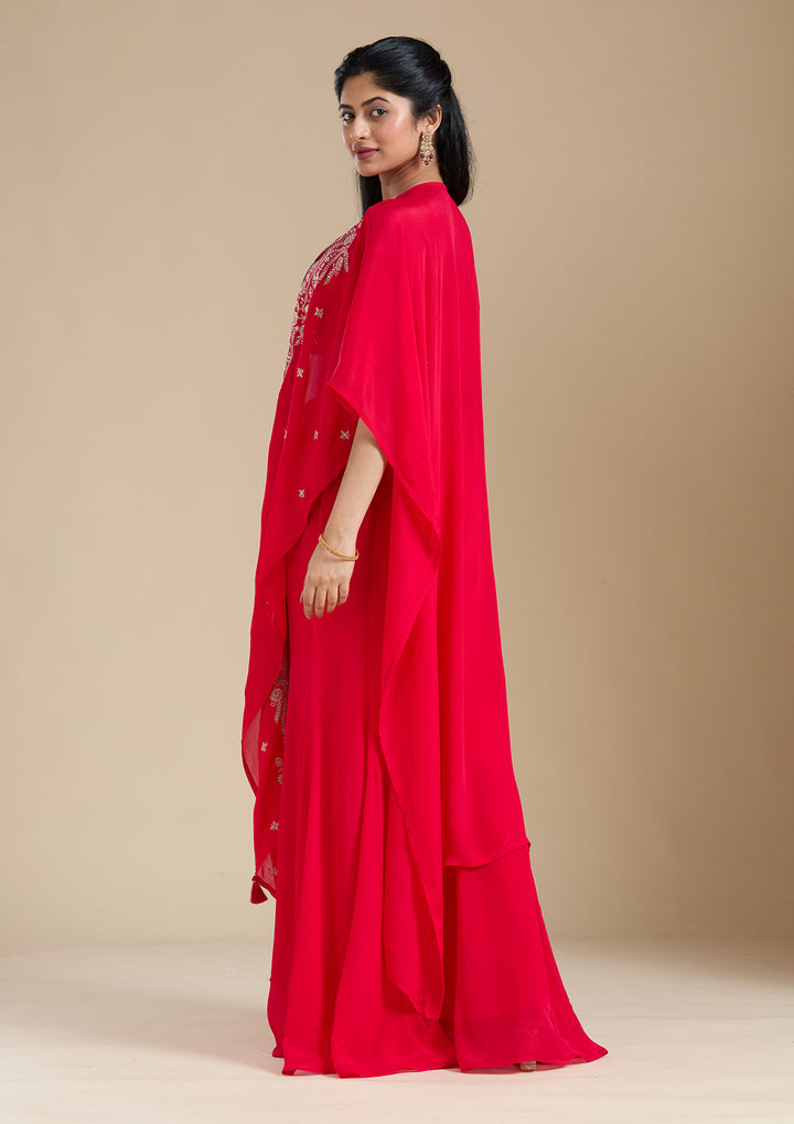 Rani Pink Zariwork (Gold) Chiffon Readymade Salwar Suit