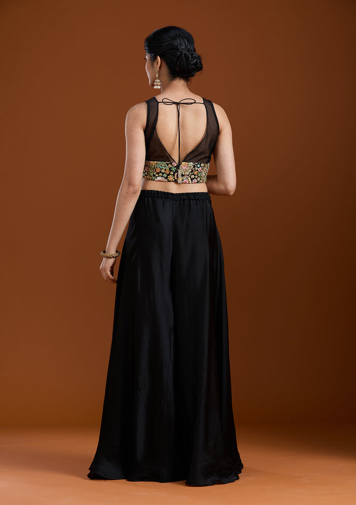 Black Cutdana Crepe Readymade Salwar Suit