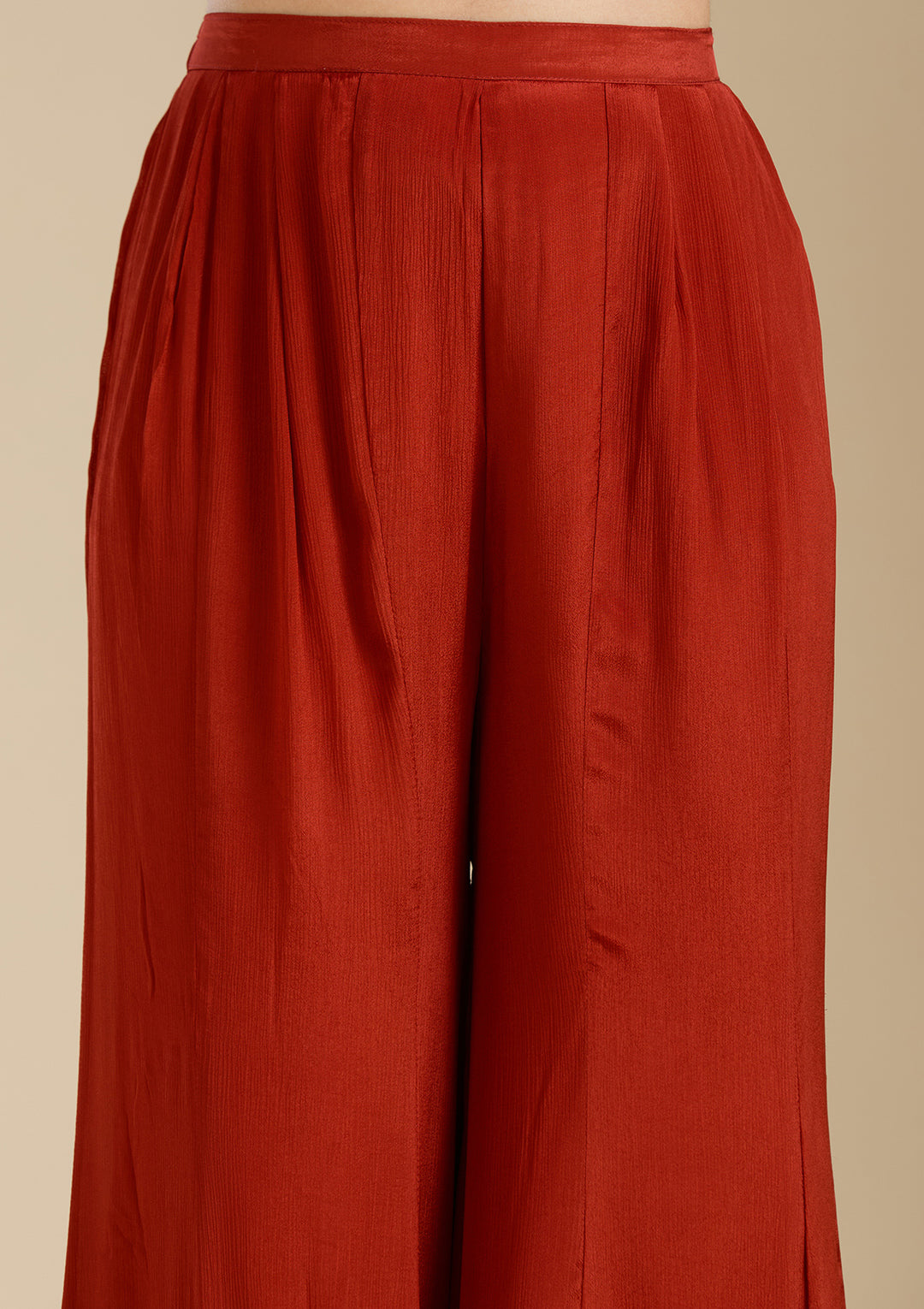 Rust Zariwork (Gold) Chiffon Readymade Salwar Suit