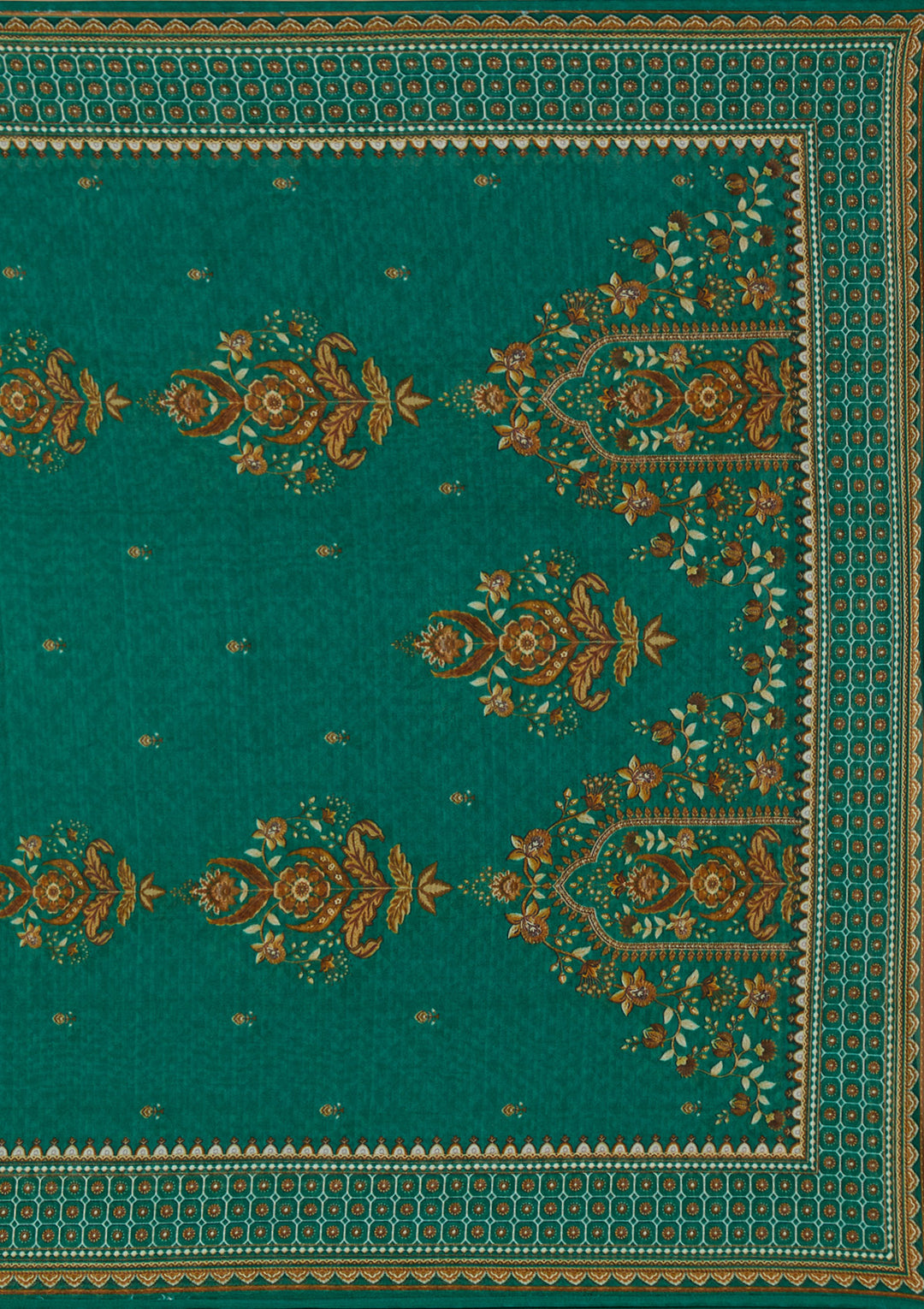 Teal Green Printed Crepe Readymade Salwar Suit