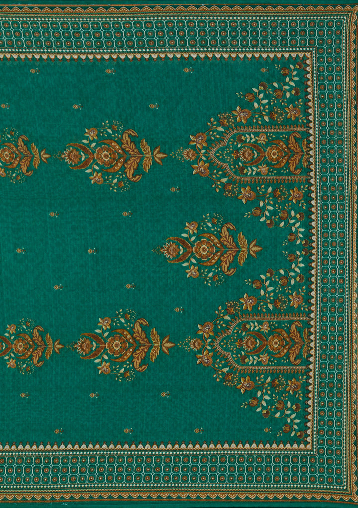 Teal Green Printed Crepe Readymade Salwar Suit