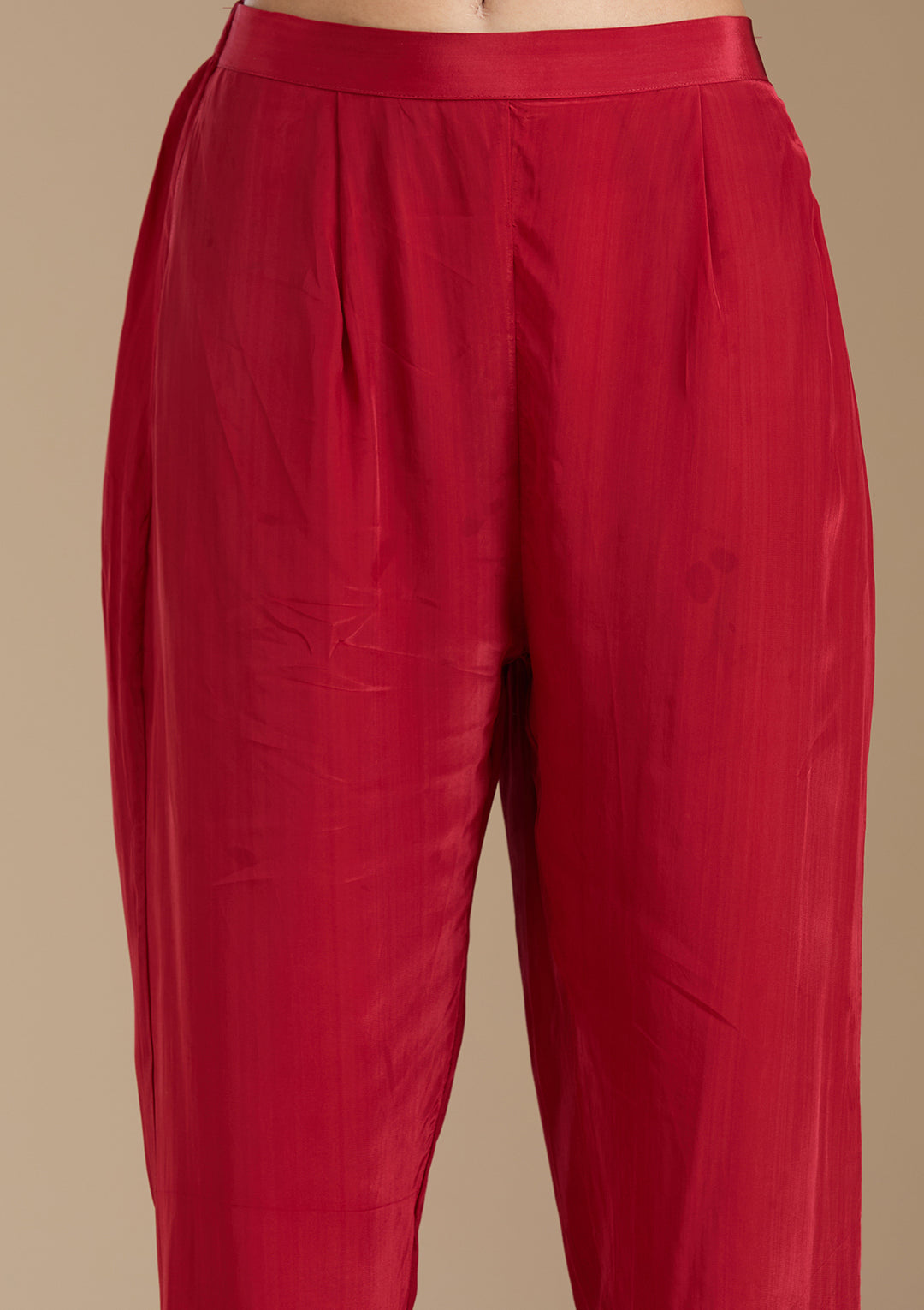 Orange Printed Crepe Readymade Salwar Suit