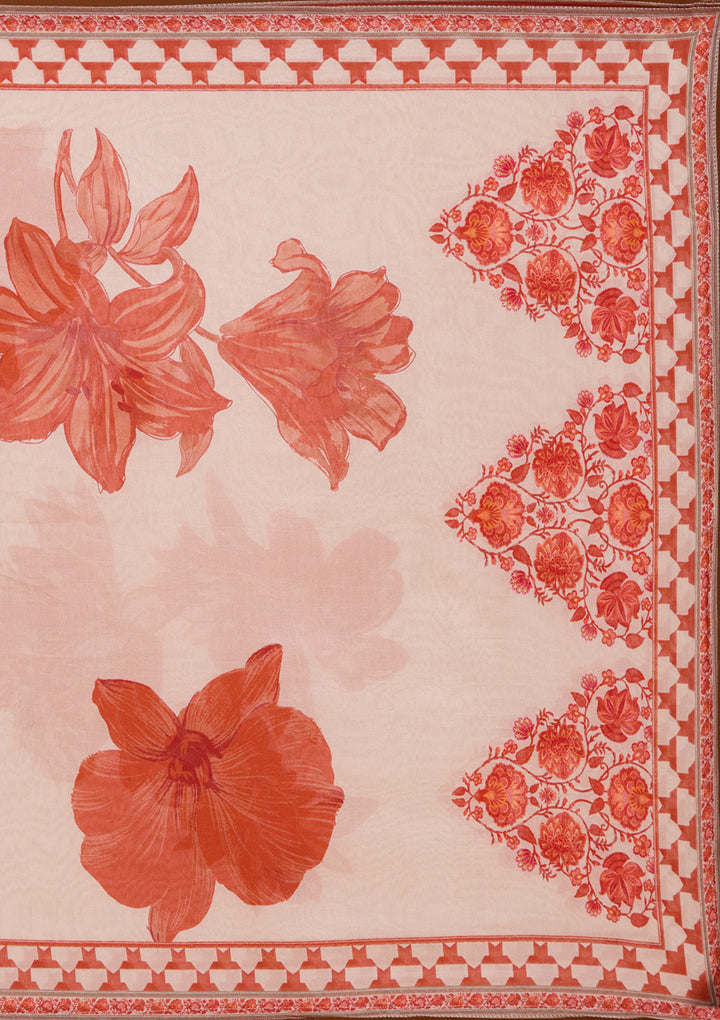 Beige Printed Crepe Readymade Salwar Suit