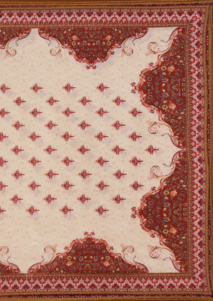 Beige Printed Crepe Readymade Salwar Suit