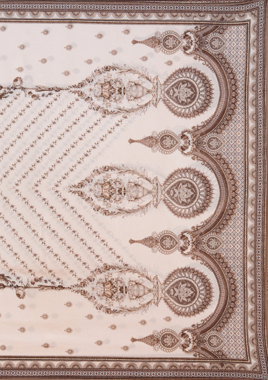 Off White Printed Crepe Readymade Salwar Suit