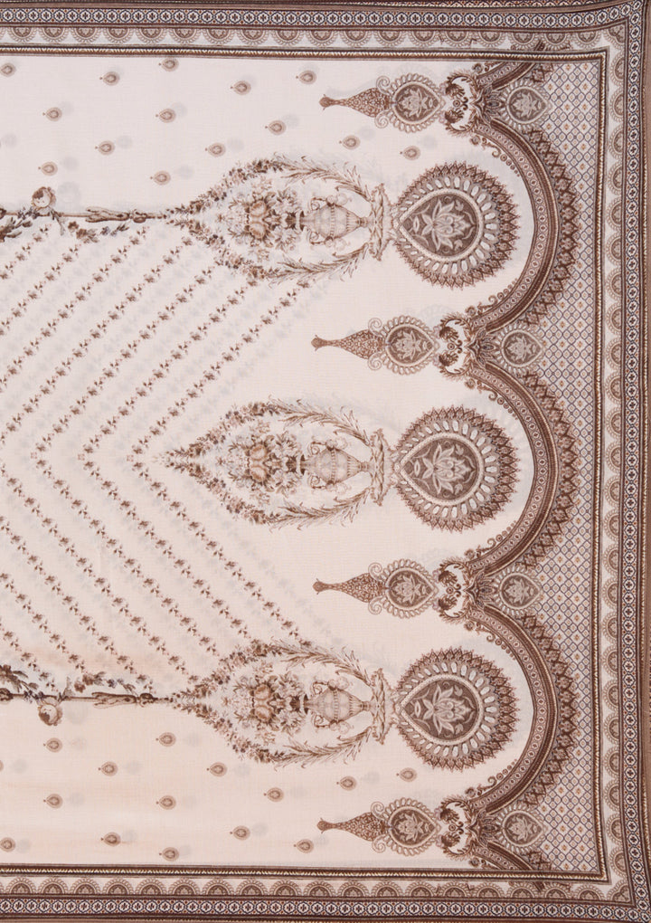 Off White Printed Crepe Readymade Salwar Suit