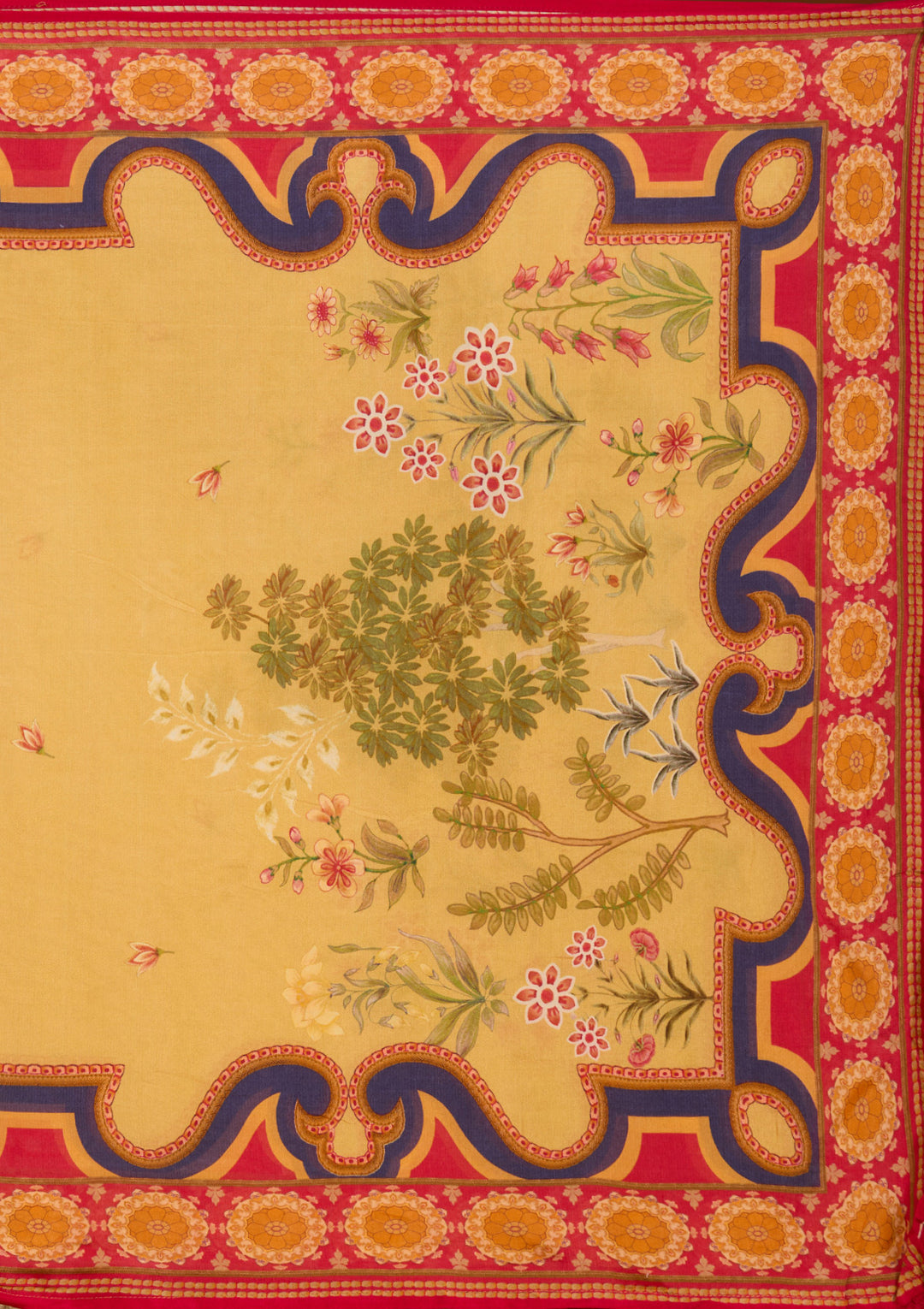 Mustard Yellow Multi Crepe Abstract Geometric Straight Kurta With Regular Pant And Dupatta