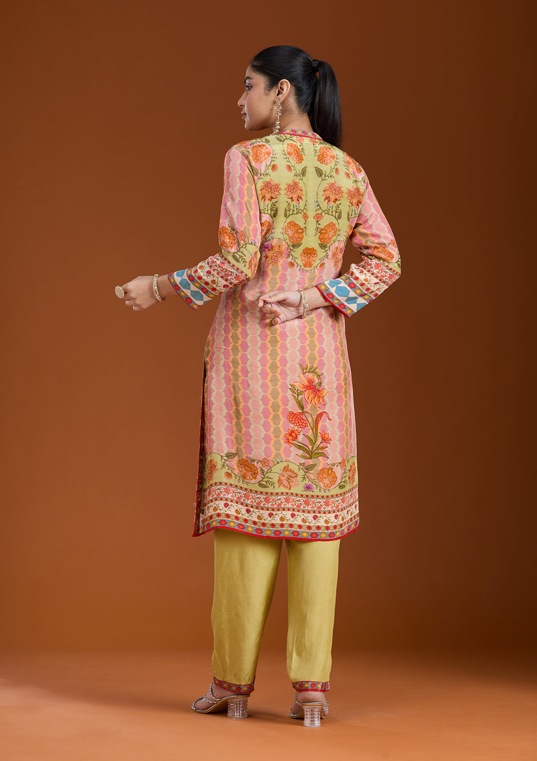 Pista Green Crepe Abstract Geometric Straight Kurta With Pant Regular And Dupatta