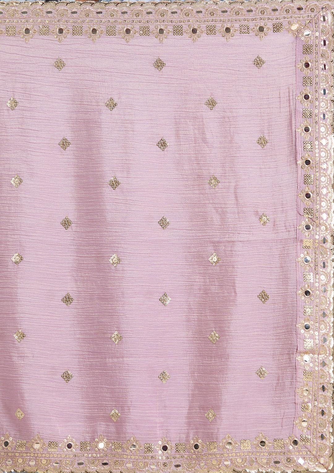Mauve Mirrorwork Tissue Readymade Salwar Suit