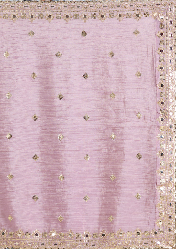 Mauve Mirrorwork Tissue Readymade Salwar Suit