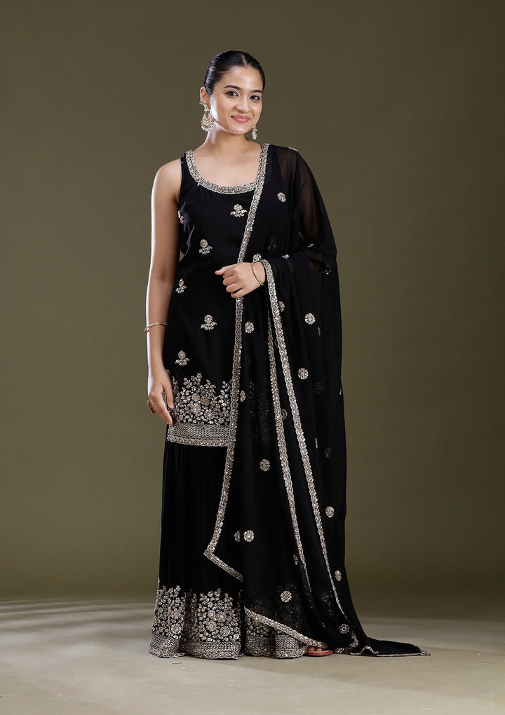 Black Sequins Tissue Readymade Salwar Suit