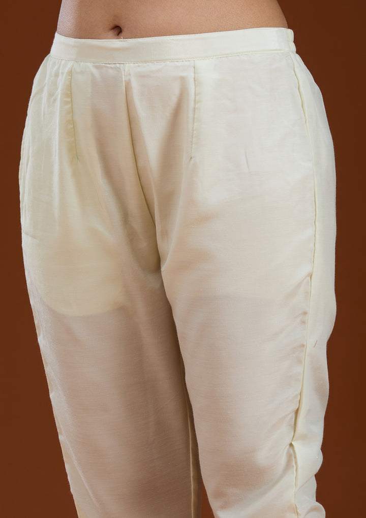 Off White Zariwork Brocade Readymade Salwar Suit