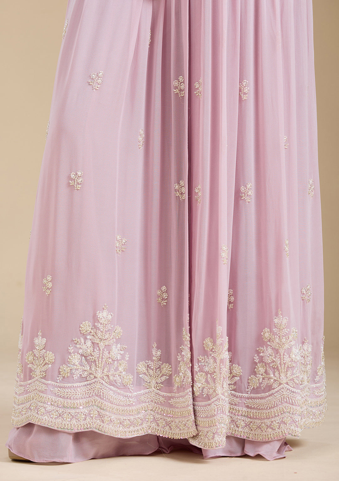 Mauve Cutdana Georgette Readymade Salwar Suit