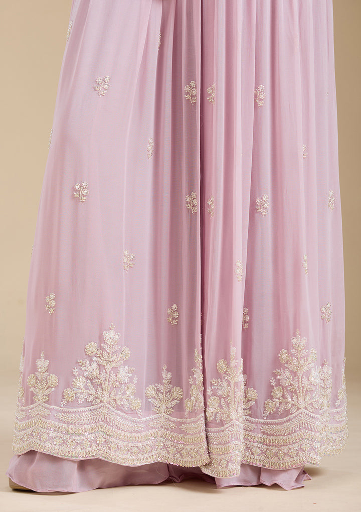 Mauve Cutdana Georgette Readymade Salwar Suit