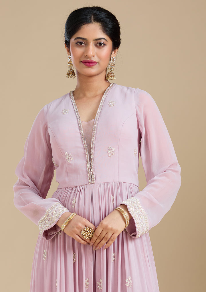 Mauve Cutdana Georgette Readymade Salwar Suit