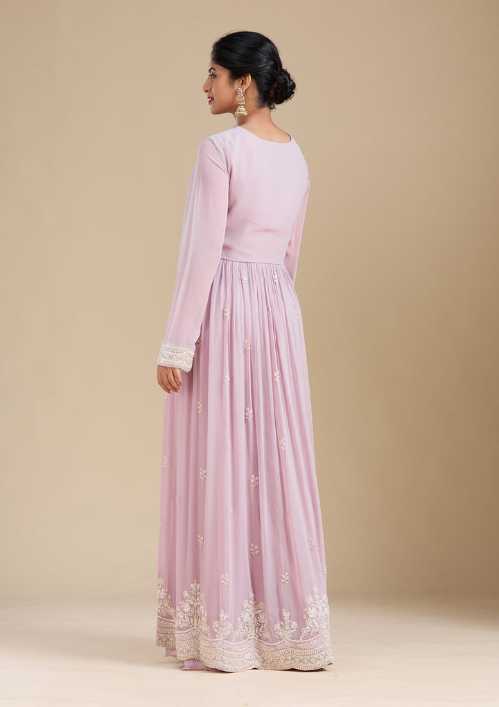 Mauve Cutdana Georgette Readymade Salwar Suit