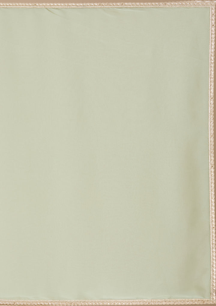 Sea Green Threadwork Georgette Readymade Salwar Suit