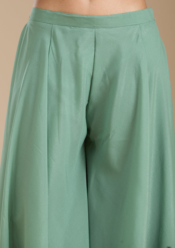 Leaf Green Zariwork (Gold) Georgette Readymade Salwar Suit